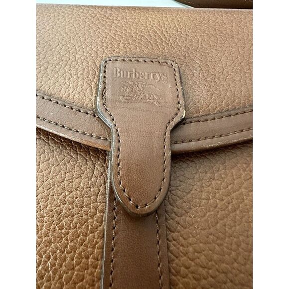 Authentic Burberrys Vintage Leather Shoulder Cross Body Bag Purse Brown 3046L - Picture 13 of 16